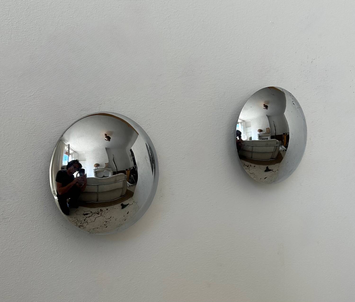 Pair of vintage chrome wall lights, France 1980