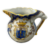 Small antique jug in faience from Les Sables d'Olonne, hand-painted.