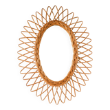 Vintage rattan mirror, 1960s