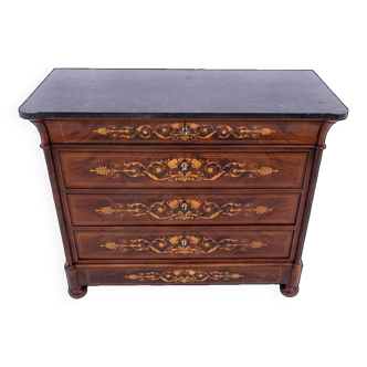Inlaid chest of drawers, France, circa 1880. After renovation.