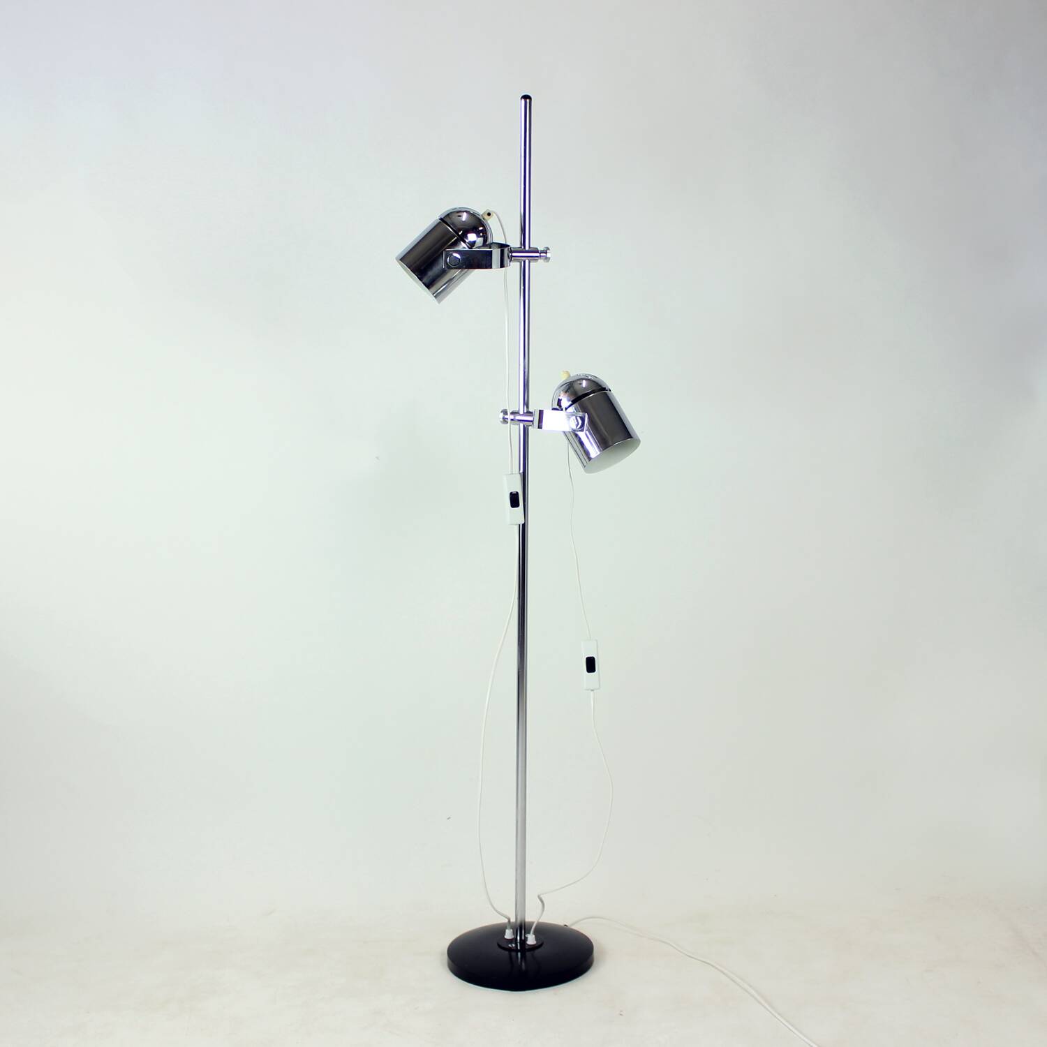 Vintage Combi Lux Chrome Double Spotlight Floor Lamp, Czechoslovakia, 1970s