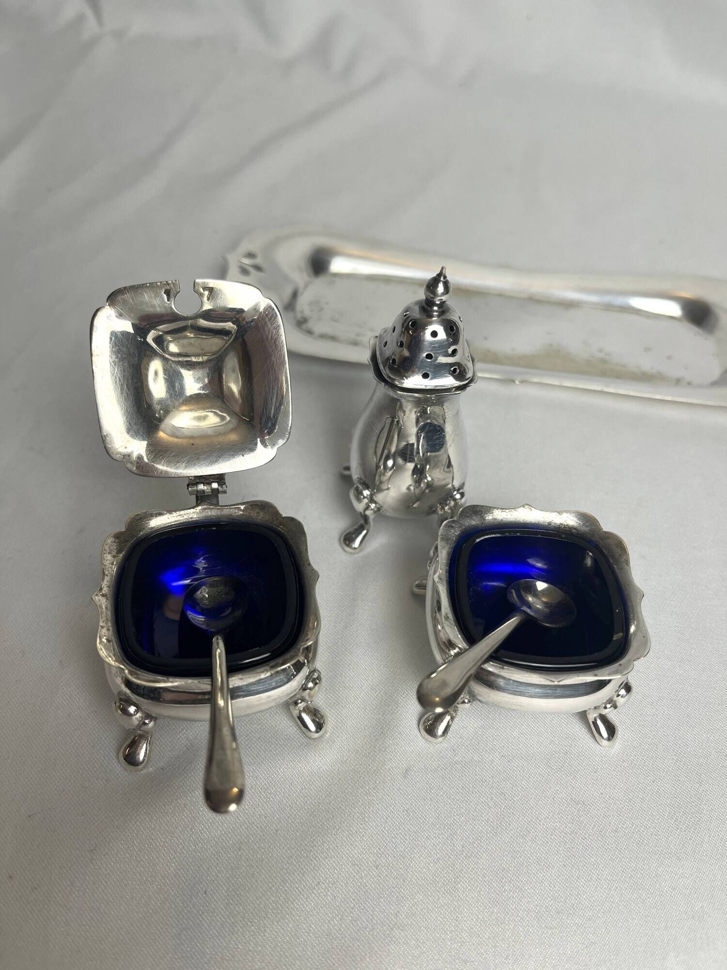 Tableware, 3-piece server silver-plated tray early 20th century