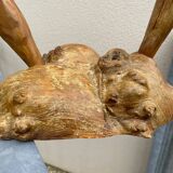 Brutalist coat rack in elm wood