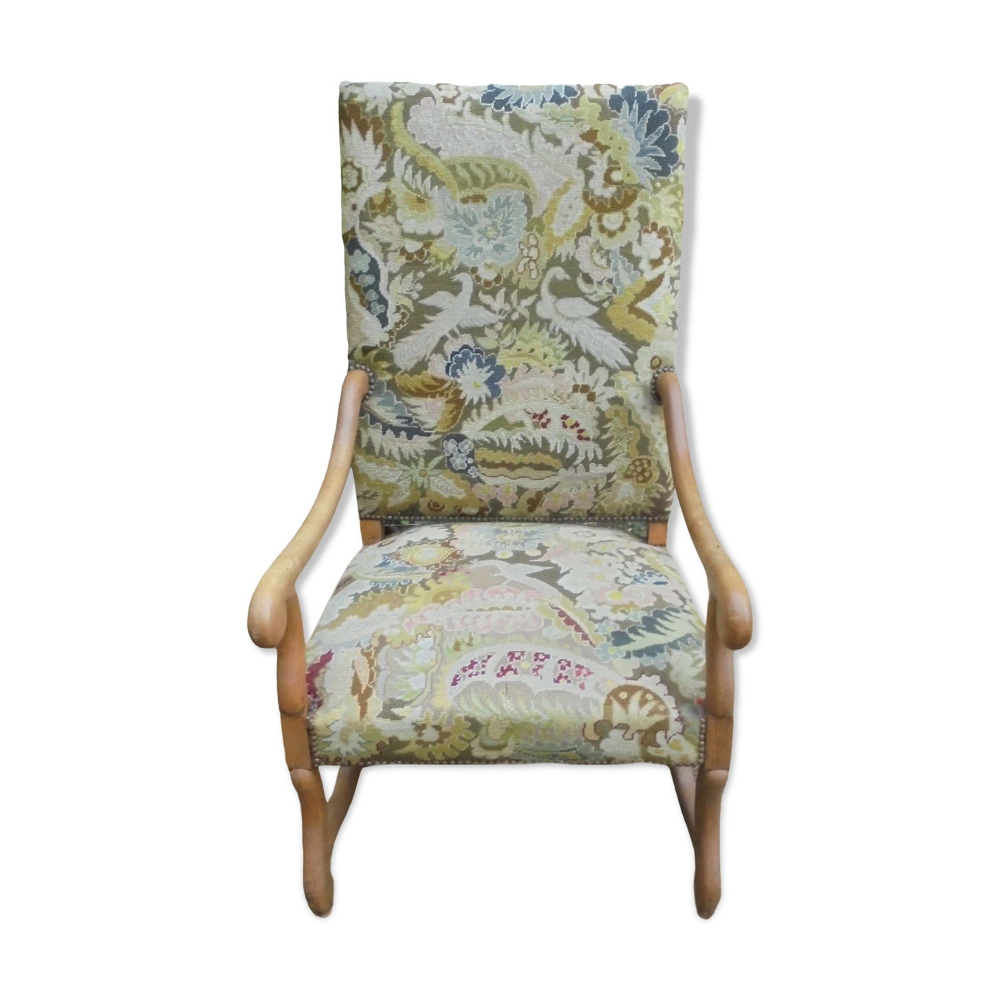 Louis XIII style armchair with tapestry