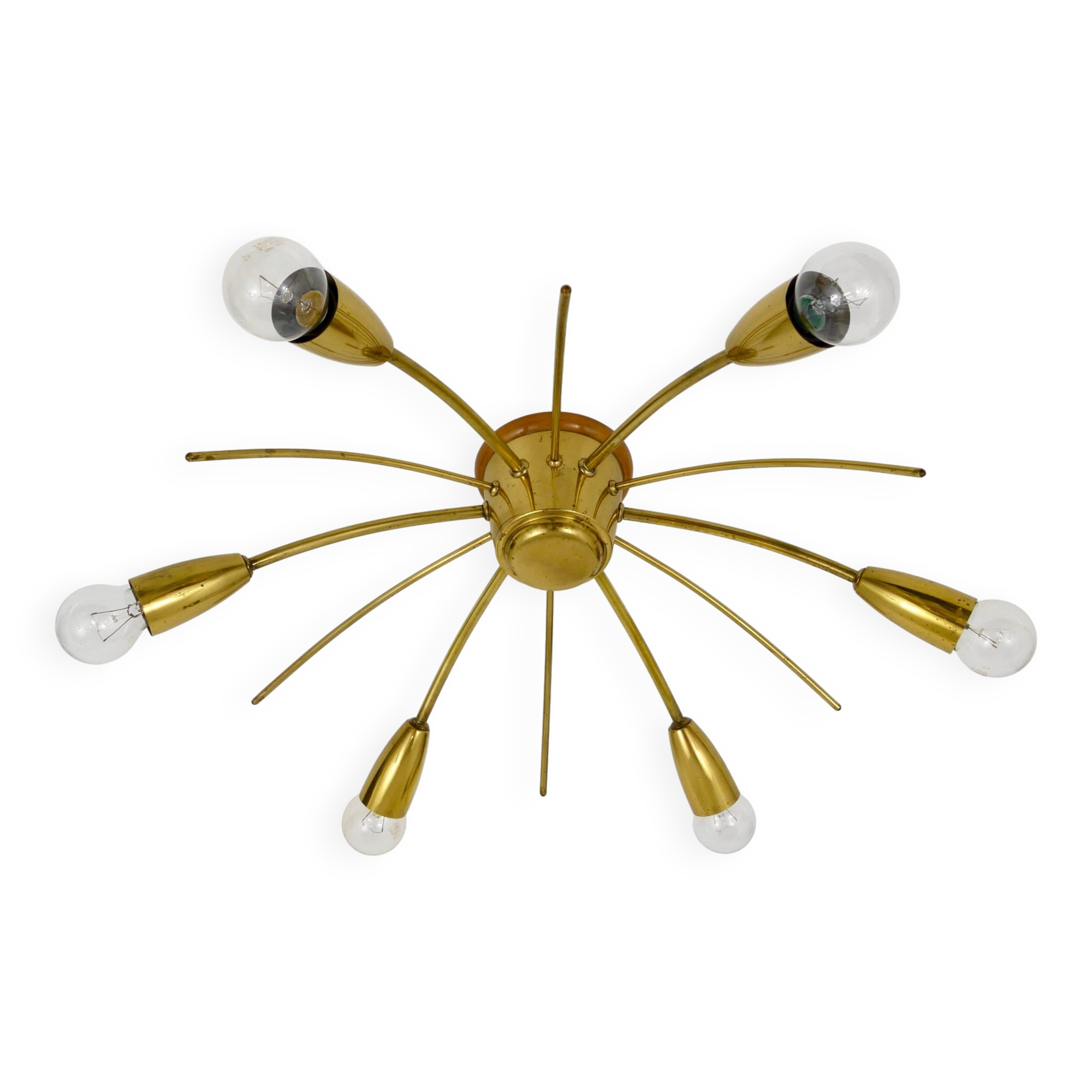 J.T. Kalmar Sun Lustre in Brass Mid-Century, Austria, 1950s
