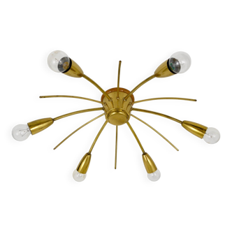 J.T. Kalmar Sun Lustre in Brass Mid-Century, Austria, 1950s