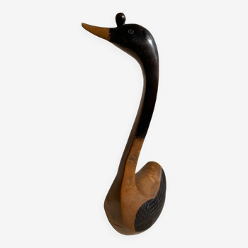 Wooden swan/goose sculpture signed Lobo (Baltasar?)