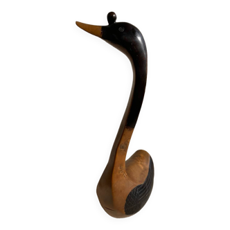 Wooden swan/goose sculpture signed Lobo (Baltasar?)