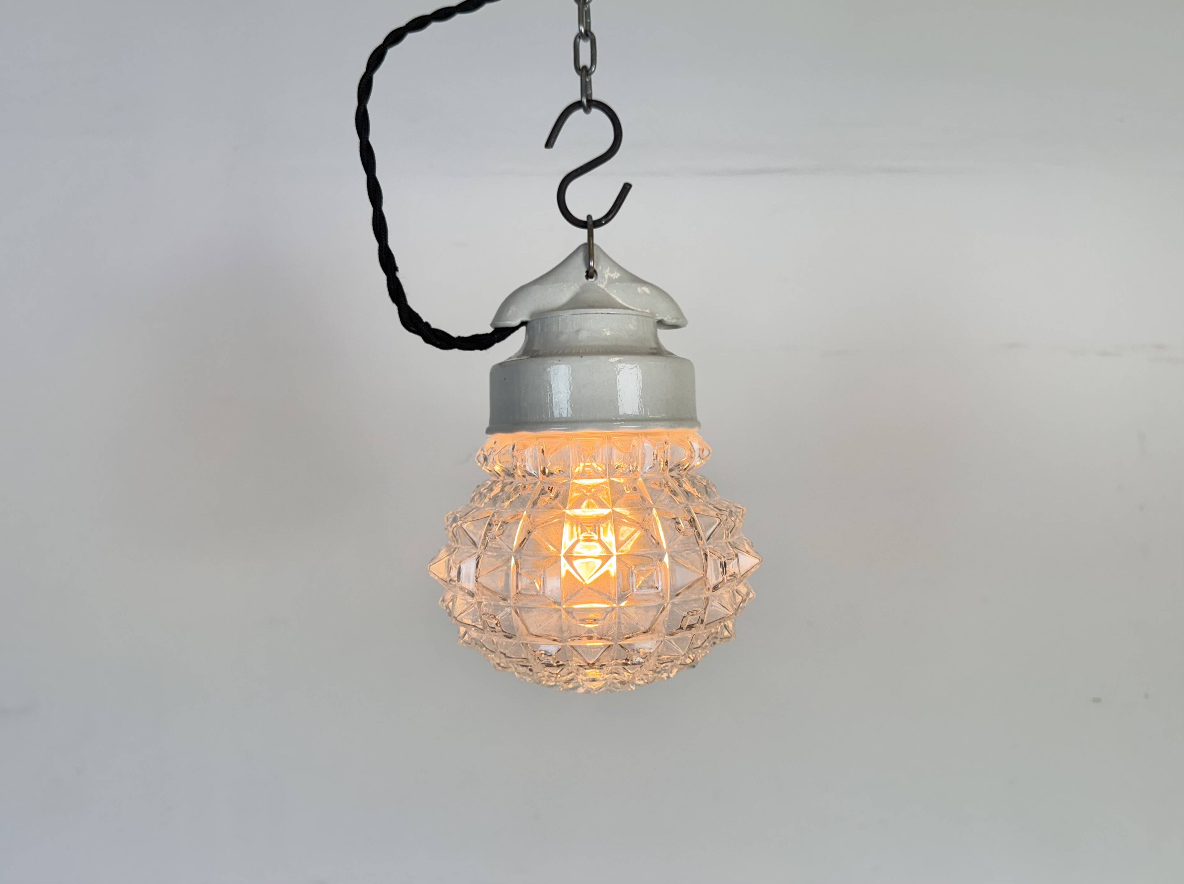 Vintage White Porcelain Pendant Light, 1970s