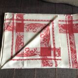 Large vintage red and white tablecloth