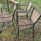 3 fauteuils metal soudé et rotin
