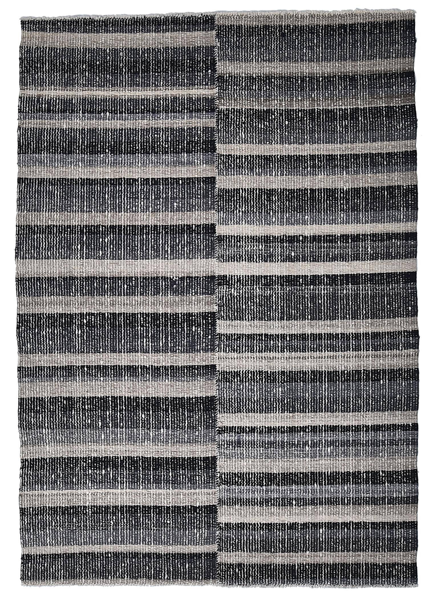 Tapis Kilim bleu marine et beige