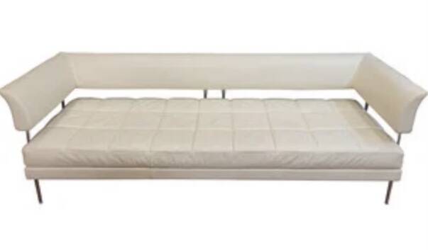 Poltrona Frau cream leather sofa by Luca Scacchetti Leather bench