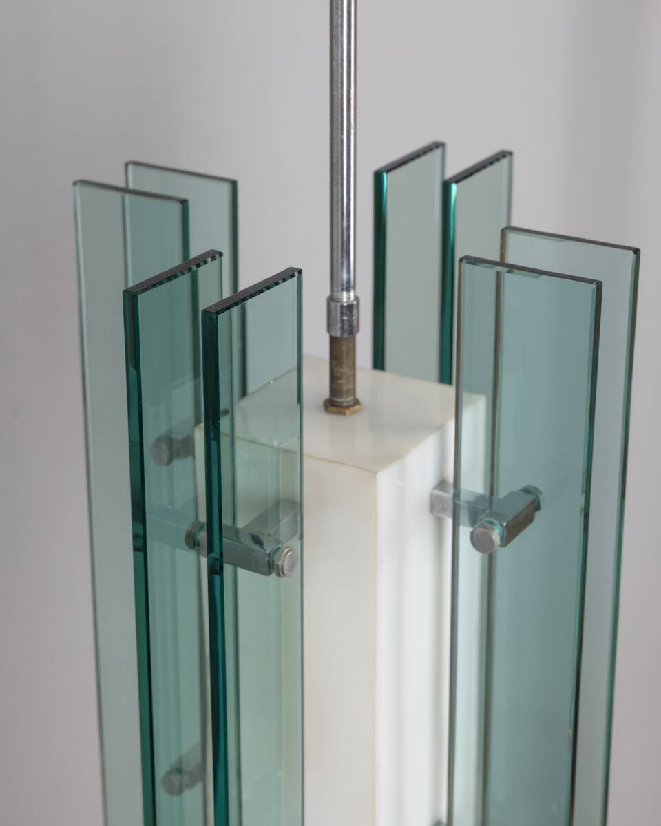 Vintage 60s chandelier in glass and plastic italian design