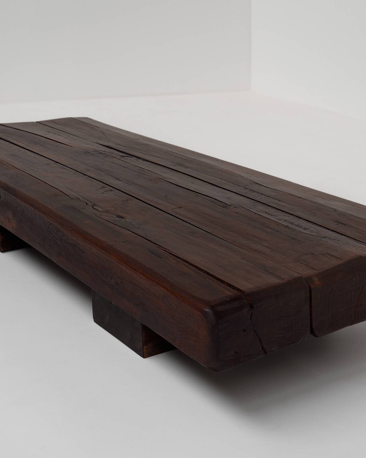 Rustic coffee table in solid oak, Wabi Sabi, France, 1950s