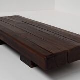 Rustic coffee table in solid oak, Wabi Sabi, France, 1950s