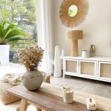 Minimalist raffia bedside table lamp size L