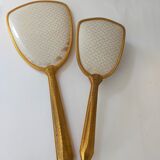 Vintage handheld mirror and hairbrush vanity set