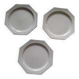 Set of 3 pearl plates from Creil and Montereau