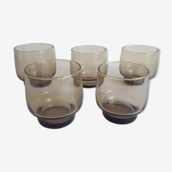 Lot de 5 verres vintage gris