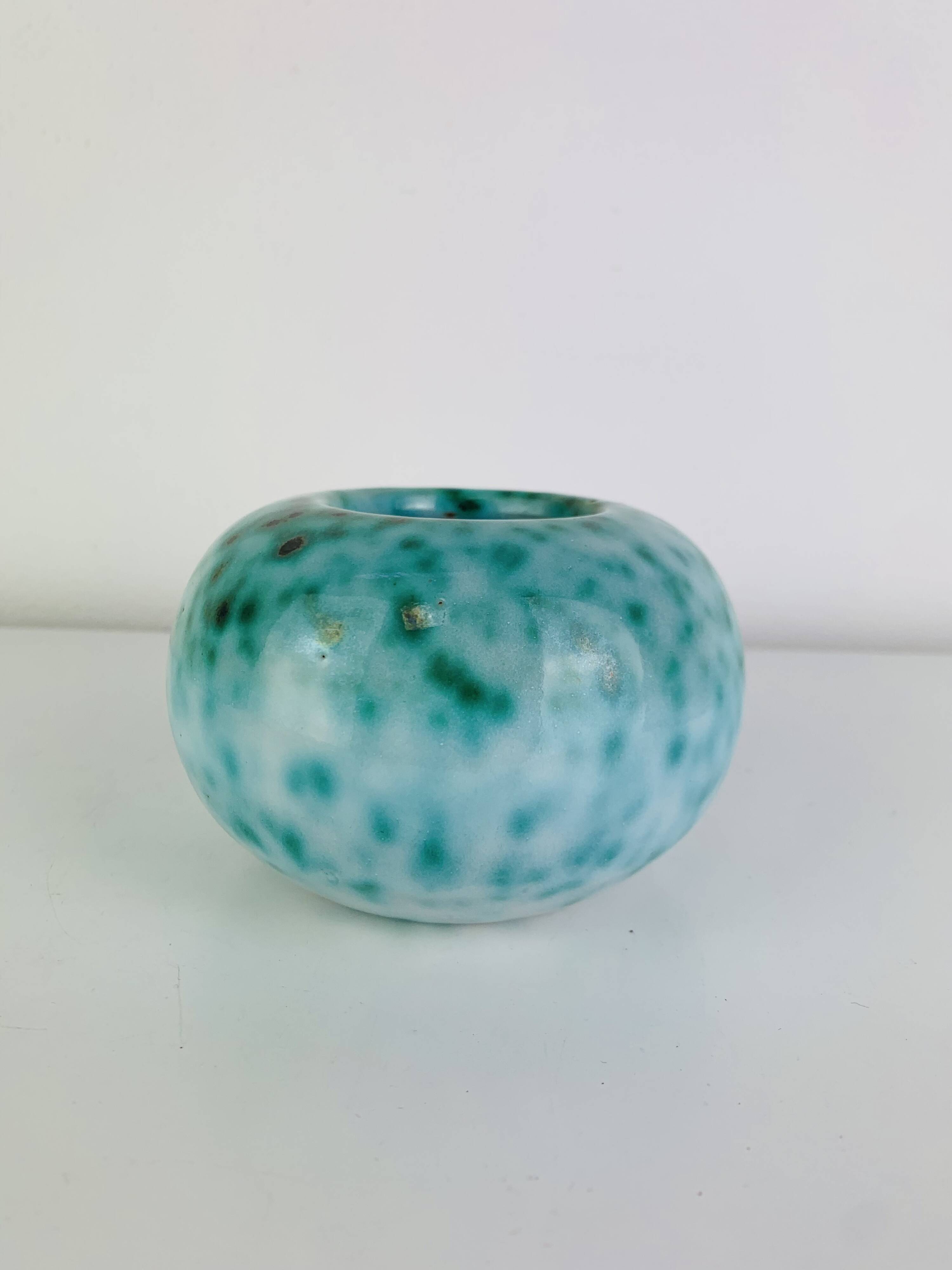 Art Deco ceramic vase Elchinger, speckled green