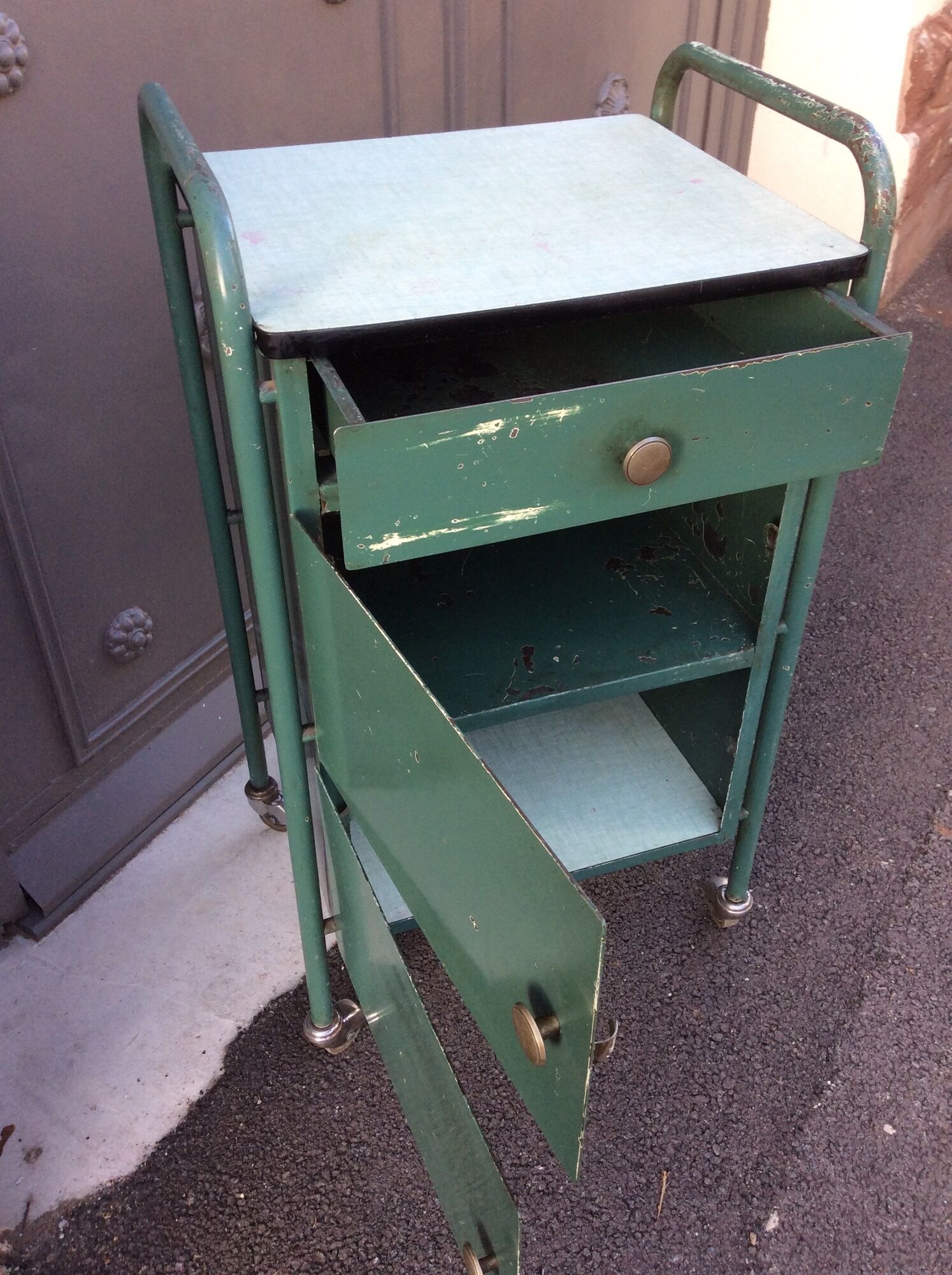 Old industrial maid, vintage bedside industrial factory 1950s