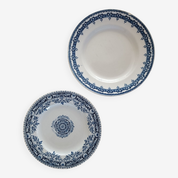 2 assiettes terre de fer dépareillées