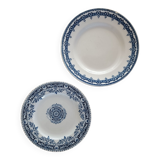 2 mismatched ironstone plates