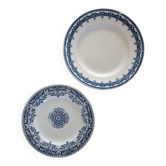 2 mismatched ironstone plates