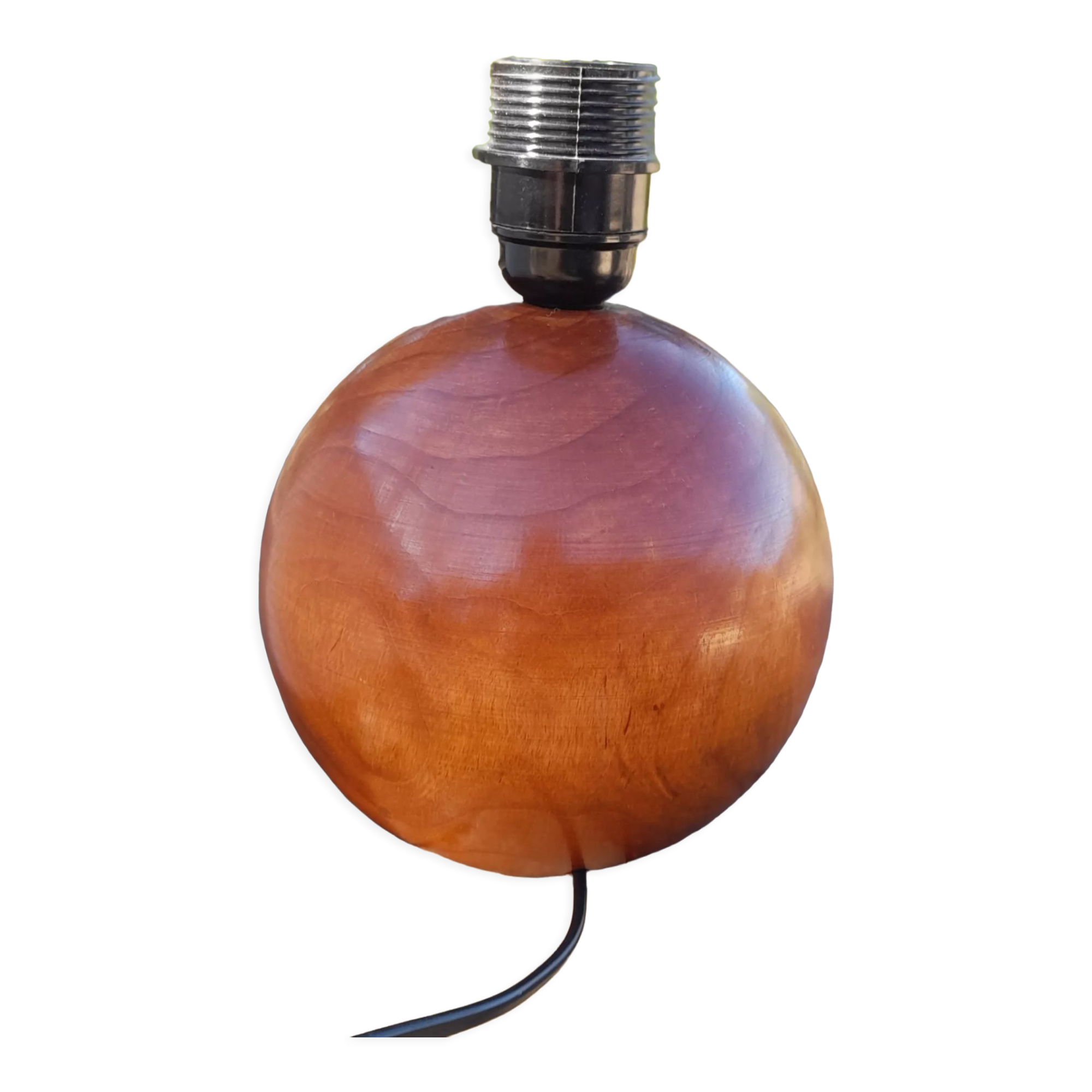 Ball / round solid wood lamp base - 70s