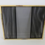 Fire screen, 3-panel brass spark screen for fireplace, modernist, minimalist, 1970