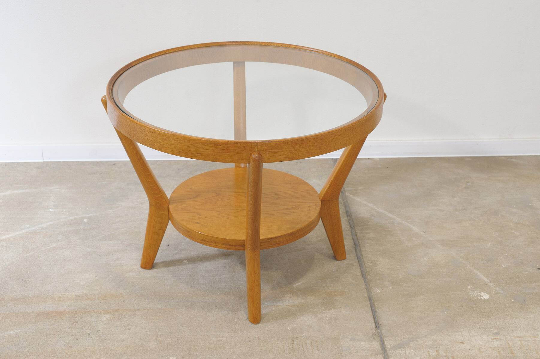 Table basse vitrée entièrement rénovée par Kropacek & Kozelka, 1944