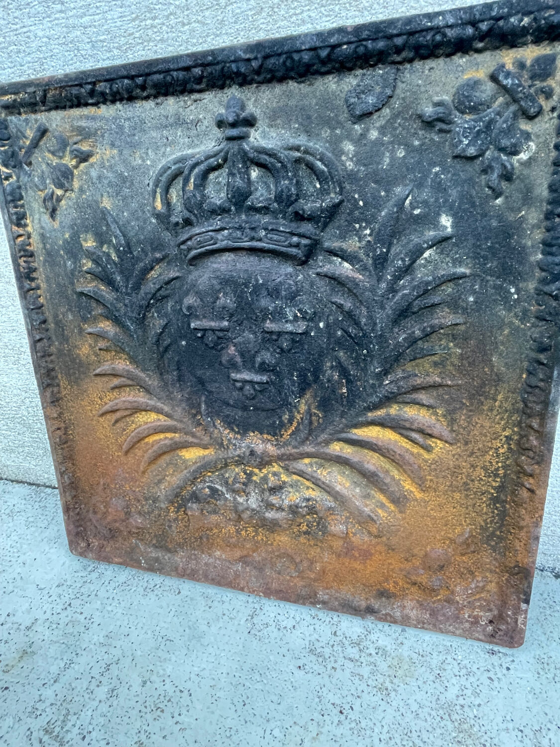 19th century crown fireplace plate