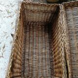 Large old vintage wicker trunk with 2 padlock closures