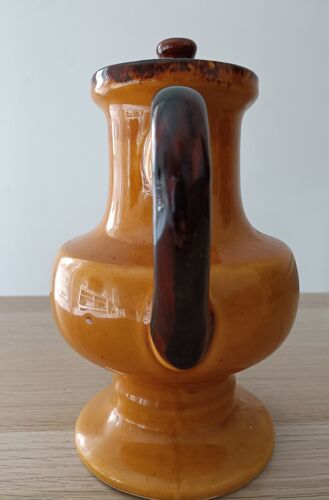 Théière en céramique orange marron avec couvercle