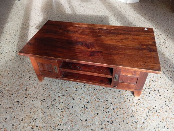 TABLE BASSE EN SESHAM MASSIF STYLE COLONIALE OU RUSTIQUE INDIENNE