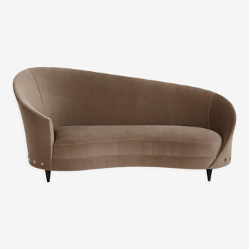 Federico Munari velvet sofa taupe circa 1960