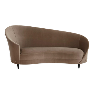 Federico Munari velvet sofa taupe circa 1960