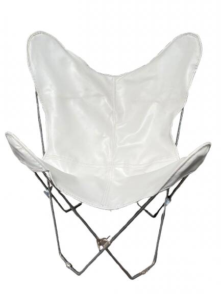 Pair of white leatherette butterfly chairs
