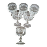 Lot verres à liqueur à pied grappe