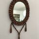 Vintage bohemian mirror in wooden beads - 22x26cm