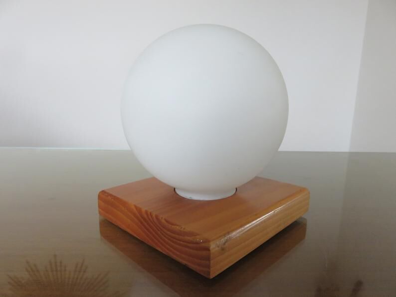 Scandinavian wood and white opaline 70s