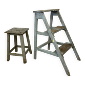 Stool and workshop step ladder set
