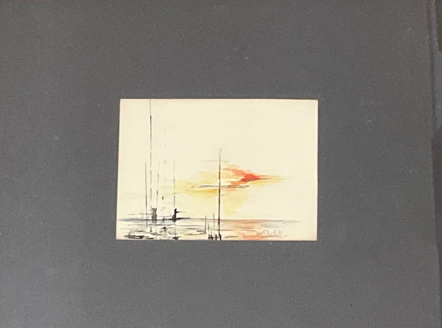 Painting: abstract watercolor - sunset facing the port