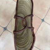 Straw and leather basket