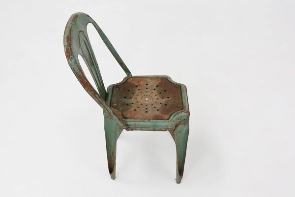Lot de 4 chaises vertes vintage modèle A de Tolix, France, années 1950