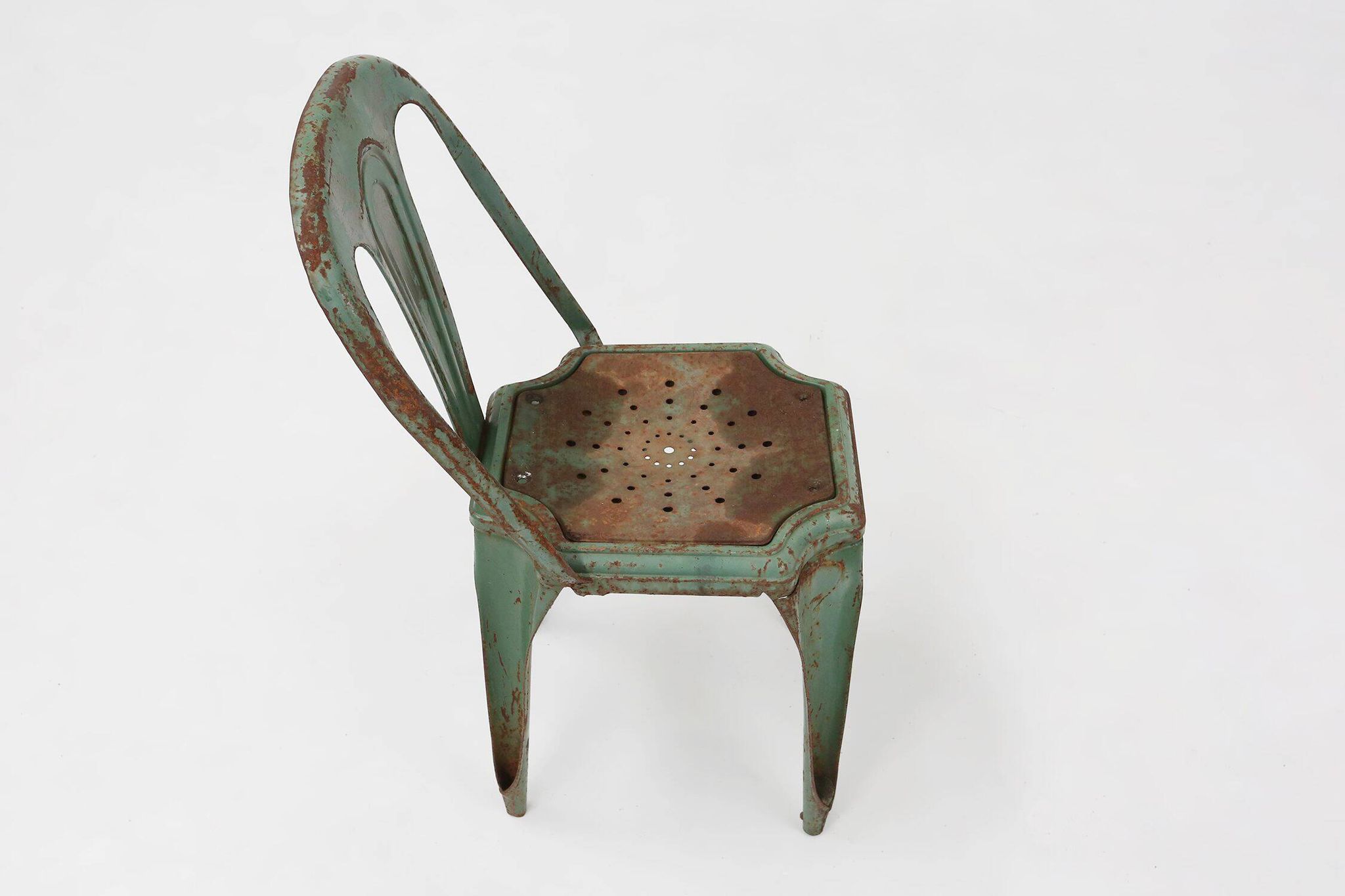 Set of 4 Vintage green Model A Chairs from Tolix, France, 1950s