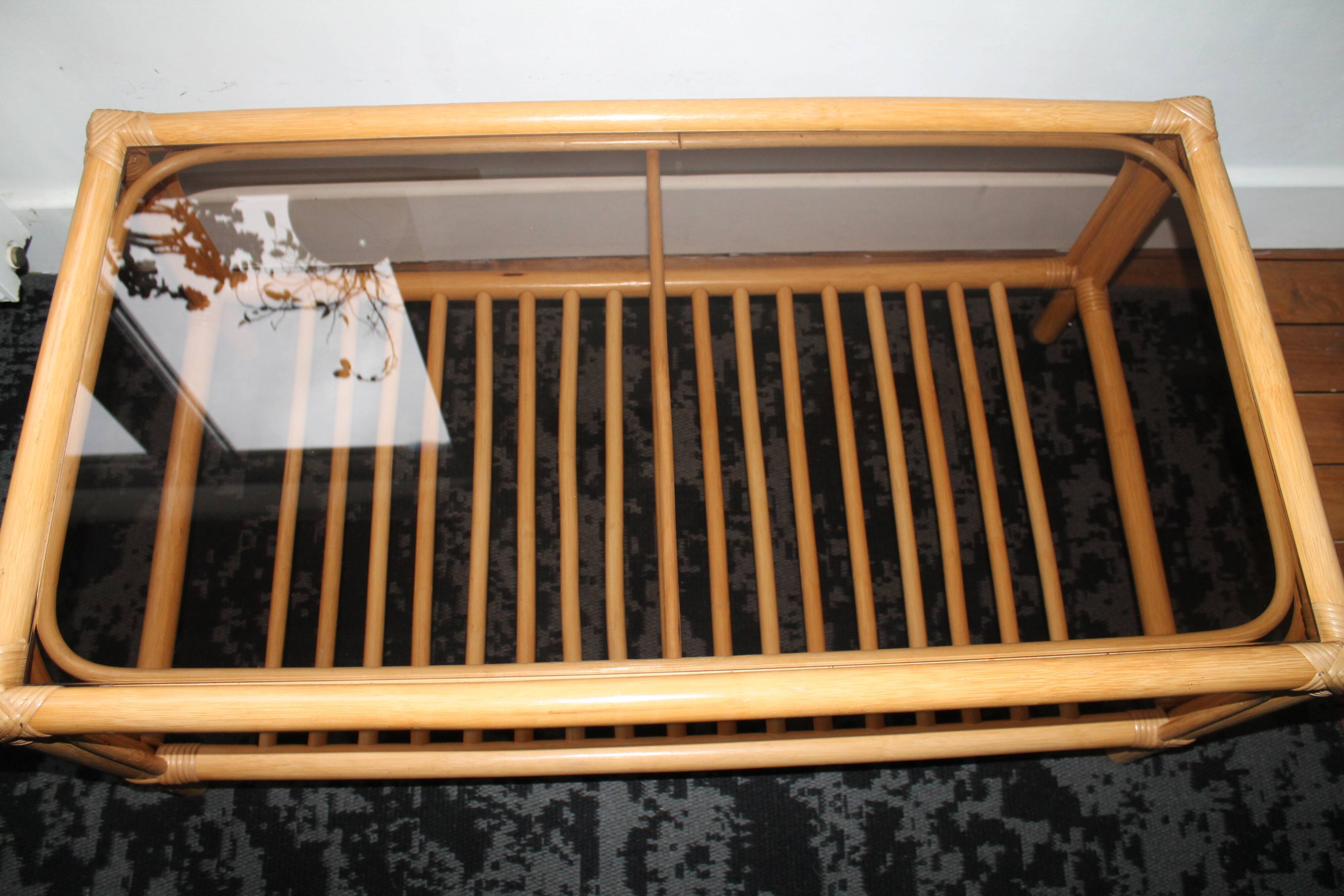 Table low vintage 70' rattan