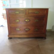 Louis Philippe style chest of drawers with 4 drawers in solid walnut and marble, 1900-1950.
