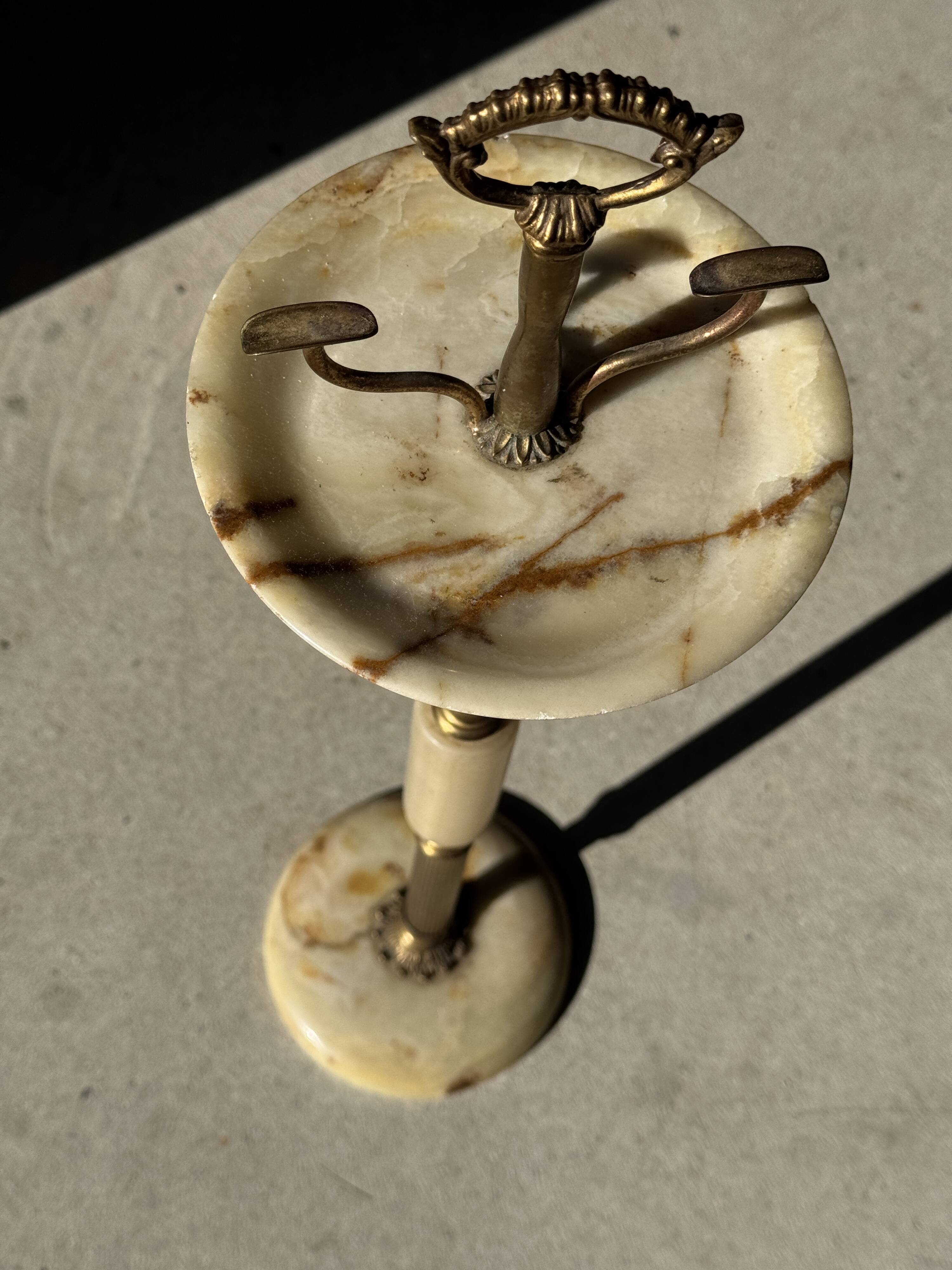 Marble and brass standing ashtray H74 D17